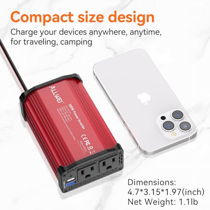 300W Car Power Inverter 12V DC to 110V AC Car Charging Adapter