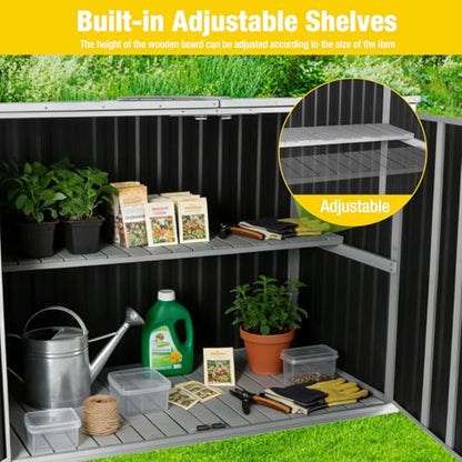 Outdoor Storage Cabinet Trash Can Storage Shed Upgraded with Metal Frame for Garbage Can
