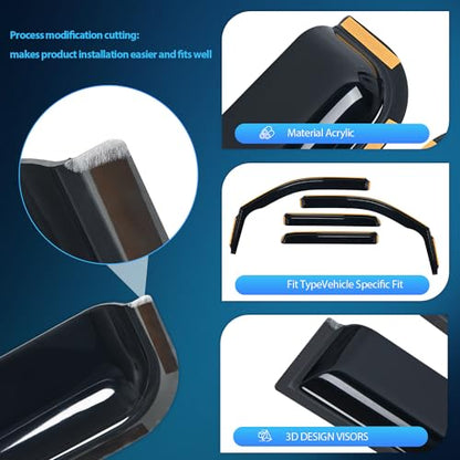 Durable Rain Guards for Ford F150 Super Crew 2009