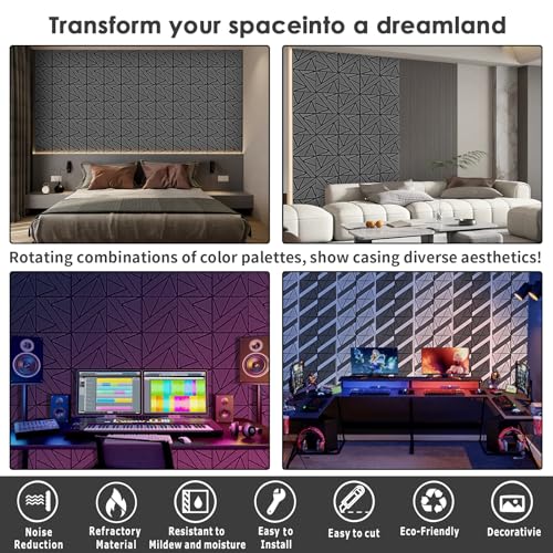12in Acoustic Panels for Walls (8 Count)