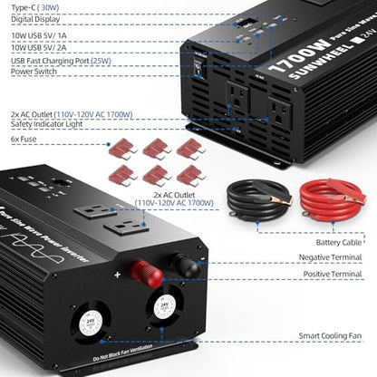 1700W 24V Pure Sine Wave Inverter