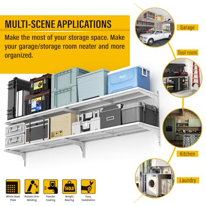 2 Pack 2 Tier 1.3x4ft Garage Shelving Wall Mounted (2 Count)