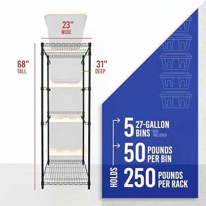 5 Tier Steel Tote Rack for 27 Gallon Bins