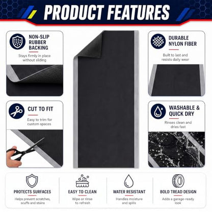 Motorcycle Mat Garage Floor Rug Washable Parking Mats for Garage Floors Non Slip Oil Absorbent Pad Rubber Backing Layer Protects Floor
