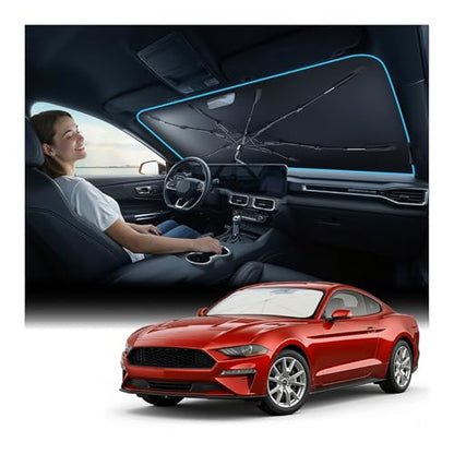 Windshield Sun Shade Umbrella [Vinyl Coating Heat Shield] for Ford Mustang 2005