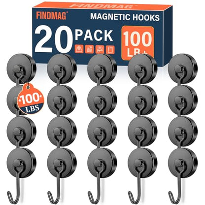 20 Pack Black Magnet Hooks (20 Count)