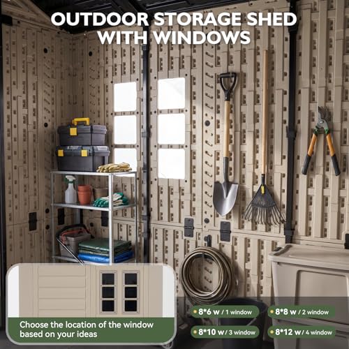 8x6 Ft Outdoor Storage Shed with Lighe & Floor