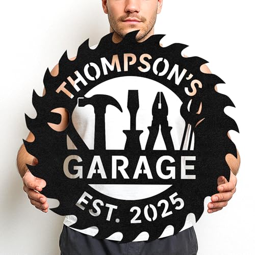 Custom Garage Workshop Metal Sign Personalized Tool Name Wall Art for Car Truck Mechanic Shop Decor Durable Steel Sign for Dad Husband Men’s Auto Workspace or Fence