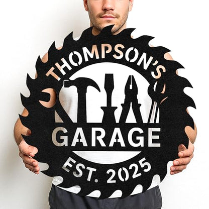 Custom Garage Workshop Metal Sign Personalized Tool Name Wall Art for Car Truck Mechanic Shop Decor Durable Steel Sign for Dad Husband Men’s Auto Workspace or Fence