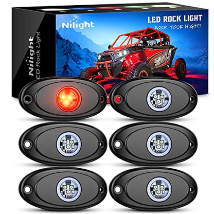 LED Rock Light 6PCS Underglow Wheel Well Pods Waterproof Exterior Underbody Roof Rack Side Lamps for Car Truck Pickups ATV UTV SUV Motorcycle Boat