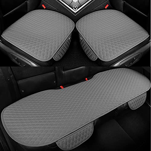 Pu Leather Car Seat Bottom Covers Protectors Include 1 Pair Front Driver Seat Pad Mat and 1 Rear Bench Cover Universal Fit 90% Vehicles