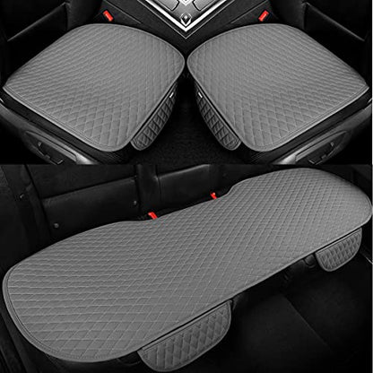 Pu Leather Car Seat Bottom Covers Protectors Include 1 Pair Front Driver Seat Pad Mat and 1 Rear Bench Cover Universal Fit 90% Vehicles