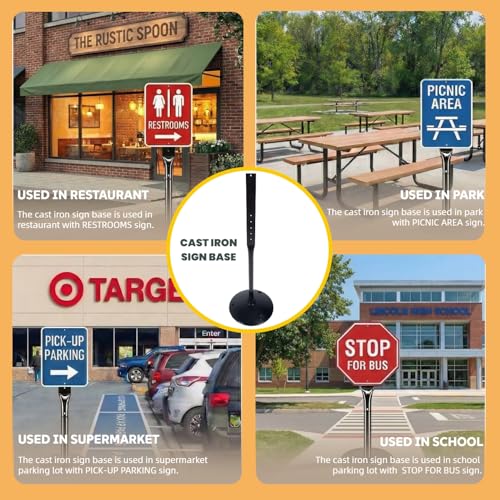 Heavy Duty Cast Iron Sign Post Base Kit