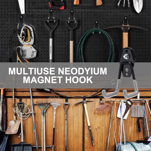 10 Pcs Large Magnetic Hooks Heavy Duty Garage Magnet Hooks Strong Storage Utility Magnetic Hangers with Anti Slip Rubber Coating for Indoor and Outdoor Hanging (10 Count)