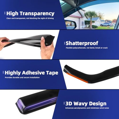 4PCS in Channel Rain Guards Fit for Volkswagen Golf MK5 Hatchback 2004 2005 2006 2007 2008 2009 (4 Count)