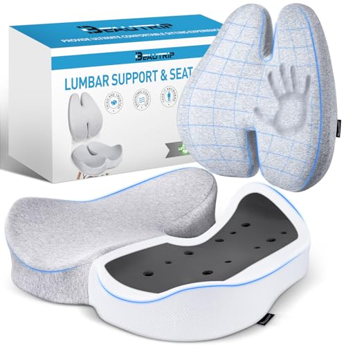 Seat Cushion & Lumbar Support Pillow for Office Chair