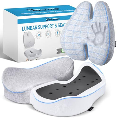 Seat Cushion & Lumbar Support Pillow for Office Chair
