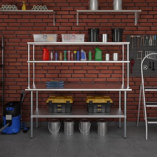 Stainless Steel Work Table Double Tier Overshelf