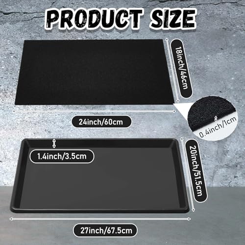 1 Set 27'' x 20''x 1.4'' Oil Drain Drip Pan for Car with Square No Splatter Pad Oil Drip Tray with Mat for Under Car Transmission Garage Automotive Driveway to Keep Floor Clean