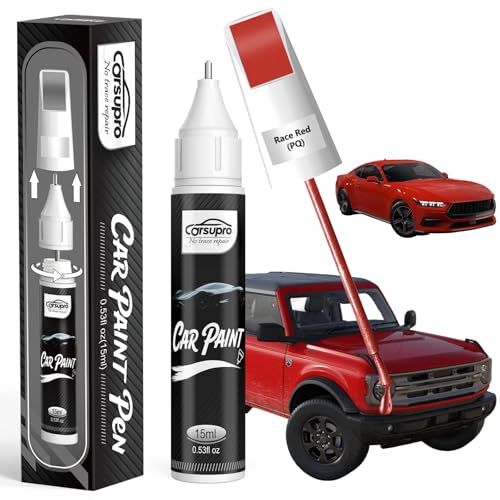 Race Red(PQ) for Ford Touch Up Paint Pen, 2 in 1 Car Scratch Remover with Pen Tip and Brush, Precise Color Match for Car Paint Scratch Repair, Quickly and Easily Fix Chips and Nicks