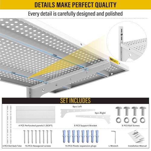 2 Pack 2 Tier 1.3x3ft Garage Shelving Wall Mounted (2 Count)