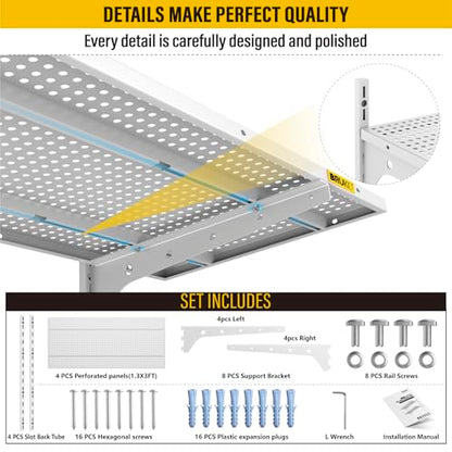 2 Pack 2 Tier 1.3x3ft Garage Shelving Wall Mounted (2 Count)