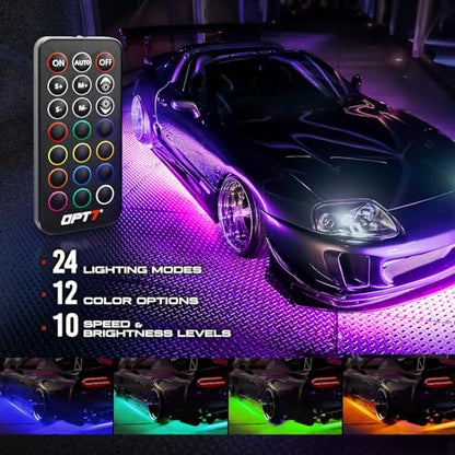Aura RGB Aluminum Car Underglow Kit with Remote Control (4 Count)