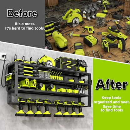 Large Power Tool Organizer Wall Mount with Charging Station
