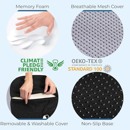Seat Cushion Memory Foam Chair Cushion for Tailbone Pain Relief