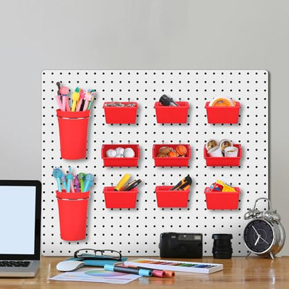 20 Pcs Pegboard Bins and Cups with Hooks and Loops Peg Assortment Organizer Accessories Various Tool Organizer Pegboard Baskets Set for Garage Workshop Workbench Office