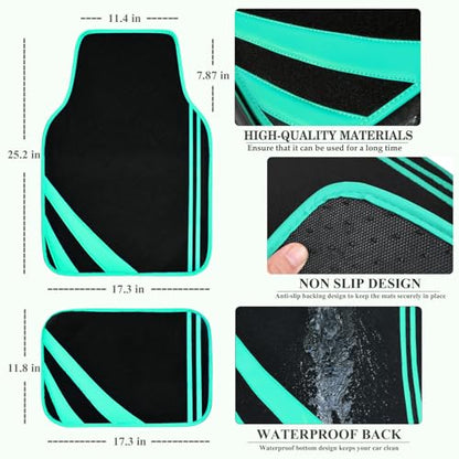 Mint Green Edge Leather Car Floor Mats