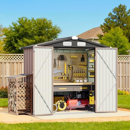 6x4 FT Outdoor Storage Shed with Lockable Double Doors & Loping Roof