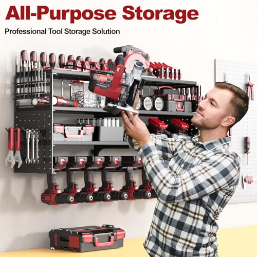 33" Metal Power Tool Organizer Wall Mount