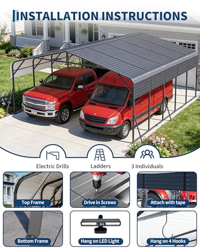 20x25FT Metal Carport Heavy