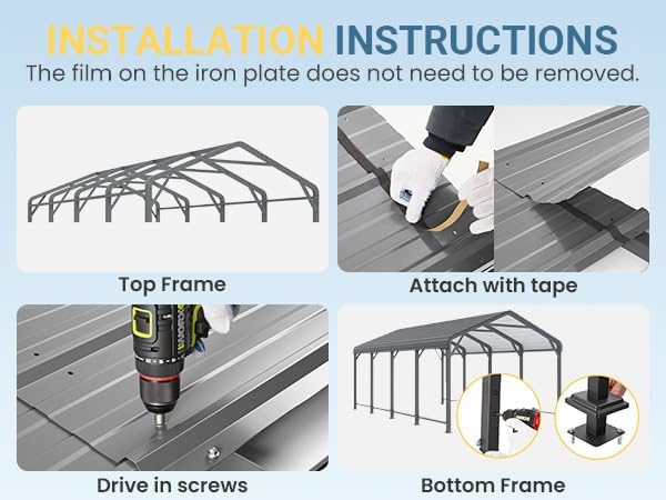 12x20FT Heavy Duty Metal Carport