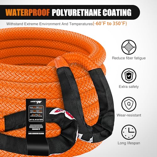 Kinetic Recovery Rope 33000 LBS 1" x 30ft Snatch Strap Heavy Duty Offroad Towing Starp Kit Vehicle Recovery kit for UTV ATV SUV Truck Car Jeep Tractor