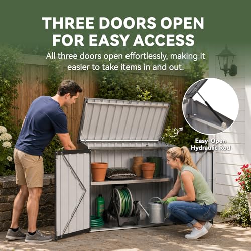 Outdoor Storage Cabinet 20 Cu.Ft Metal Storage Shed with Floor