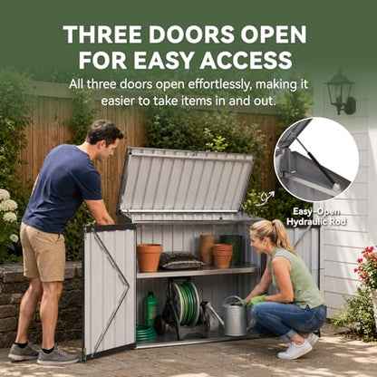 Outdoor Storage Cabinet 20 Cu.Ft Metal Storage Shed with Floor