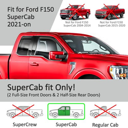 in Channel Extra Durable Rain Guards for Ford F150 2021 (4 Count)