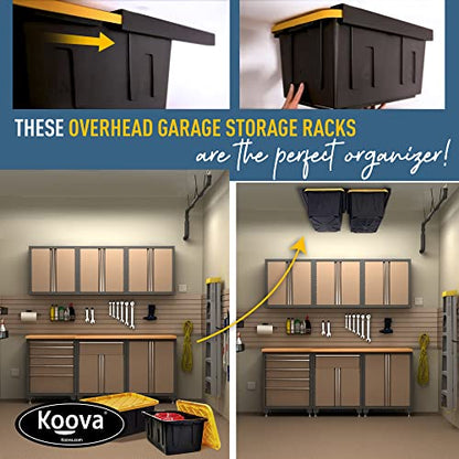 Heavy Duty Overhead Garage Storage Rack for 2 Bins. Adjustable Width