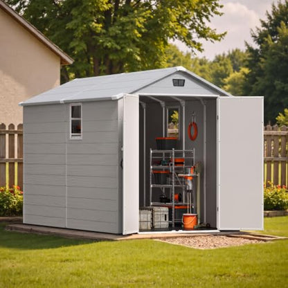 6X10 FT Plastic Outdoor Storage Shed with Floor