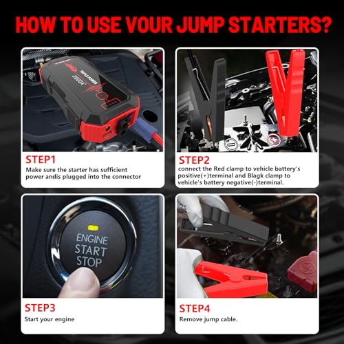 Portable Battery Jumper Starter 2000A Peak 12V Car Jump Starter & Power Booster