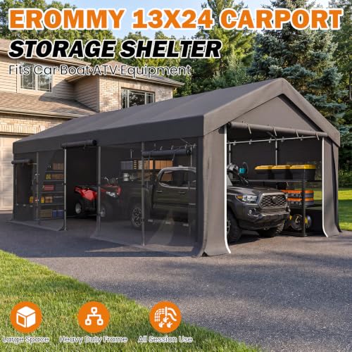 13x24 FT Carport with Removable Divider