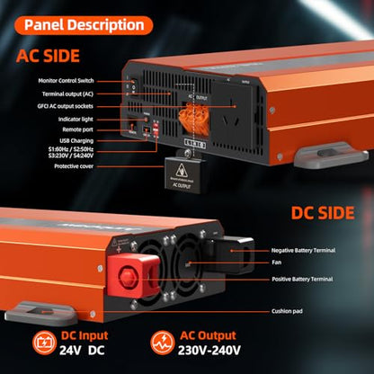 2080W Pure Sine Wave Power Inverter 24V to 110