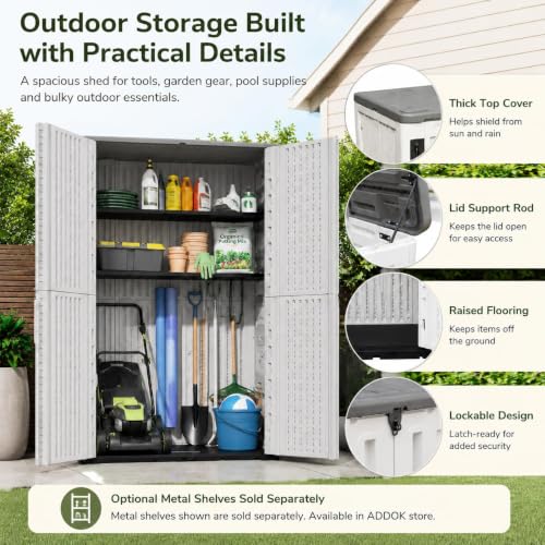 53 Cu.Ft Tall Outdoor Storage Shed with Reinforced Floor