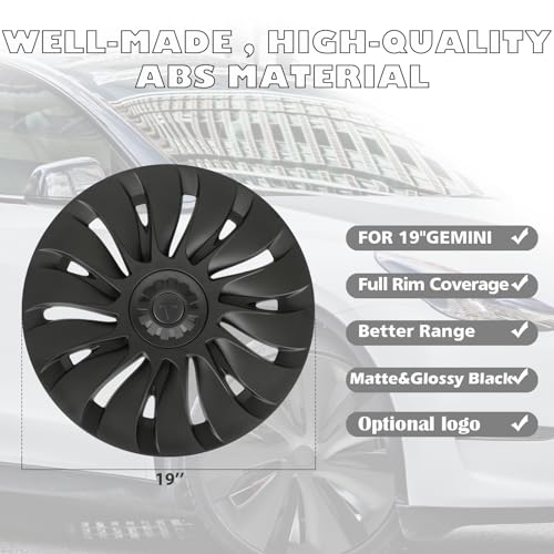 Wheel Covers for Tesla Model Y Accessories 2024 19 Inch 4 Pcs Rim Protector Wheel Cover Replacement Compatible with Tesla Y 2024 2023 2022 2021 (4 Count)