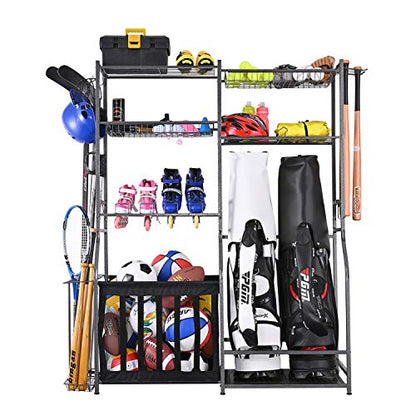 Sports Equipment Organizer for Garage with Golf Bag Storage