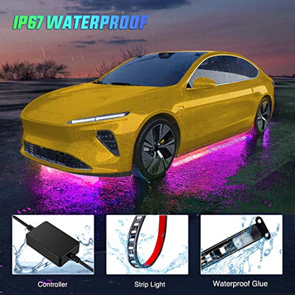 4PCS RGB LED Underglow Lights Strip with APP & Remote Control