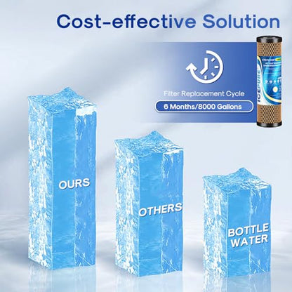 1 Micron 2.5" x 10" Whole House Water Filter Coconut Shell Activated CTO Carbon and KDF Cartridge for Home (2 Count)