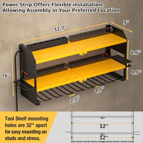 Power Tool Organizer with Charging Station Wall Mount